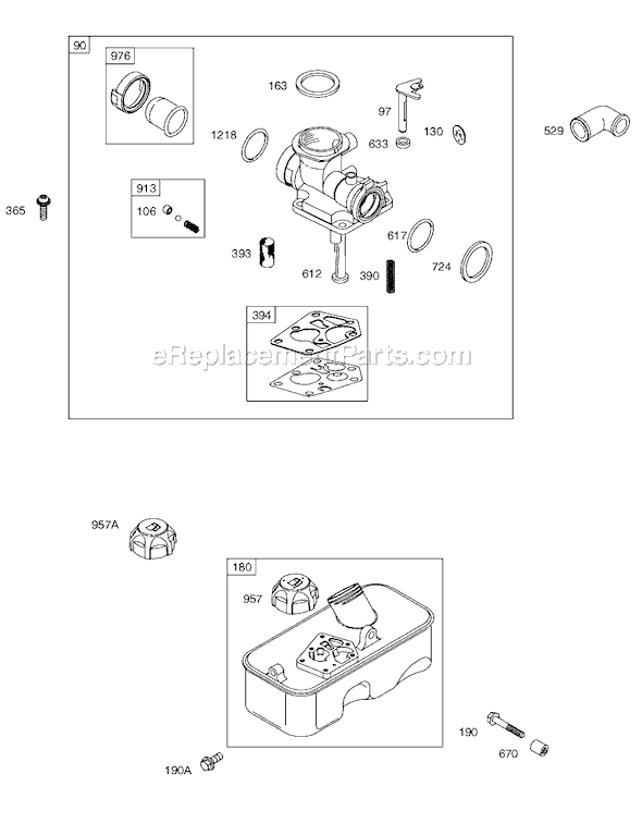 Page C Diagram and Parts List for 9J900SERIES  Briggs and Stratton Engine